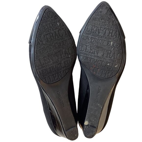 Ellen Tracy" Busy" Black Cap Toe Wedge Pump Sz 8M #249B - Picture 7 of 8